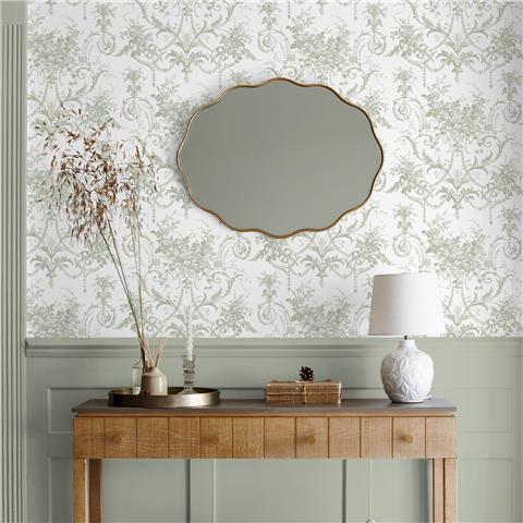 Laura Ashley Wallpaper Tuileries 130112 Sage Green