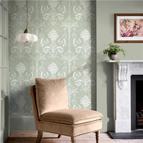 Laura Ashley Wallpaper Josette 130114 Sage Green