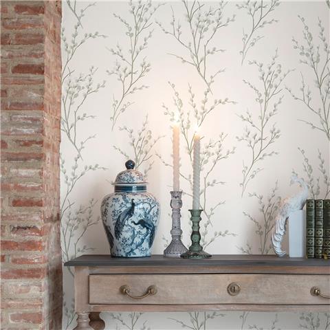 Laura Ashley Wallpaper Pussy Willow 130115 Sage Green