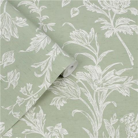 Laura Ashley Wallpaper Lloyd 130116 Sage Green