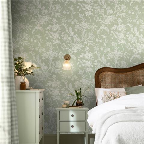 Laura Ashley Wallpaper Lloyd 130116 Sage Green