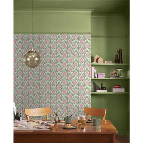 GRAHAM AND BROWN CONCERTO WALLPAPER COLLECTION Apple of Grenada 130286 Pink/Green