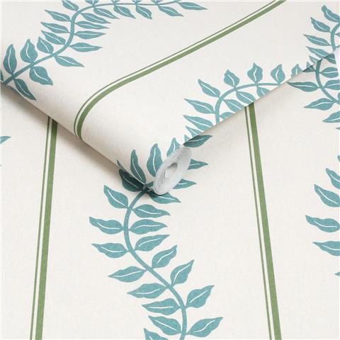 GRAHAM AND BROWN CONCERTO WALLPAPER COLLECTION Laurel leaf Stripe 130290 blue/green