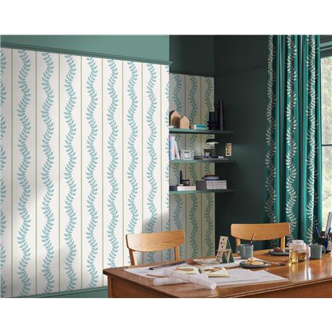 GRAHAM AND BROWN CONCERTO WALLPAPER COLLECTION Laurel leaf Stripe 130290 blue/green