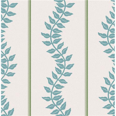 GRAHAM AND BROWN CONCERTO WALLPAPER COLLECTION Laurel leaf Stripe 130290 blue/green