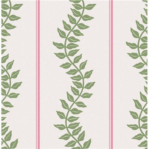 GRAHAM AND BROWN CONCERTO WALLPAPER COLLECTION Laurel leaf Stripe 130292 Pink/Green