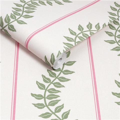 GRAHAM AND BROWN CONCERTO WALLPAPER COLLECTION Laurel leaf Stripe 130292 Pink/Green