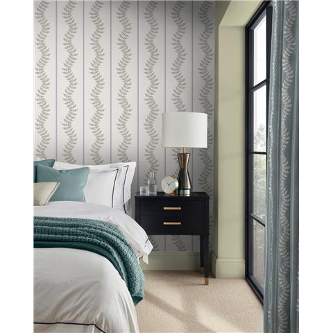 GRAHAM AND BROWN CONCERTO WALLPAPER COLLECTION Laurel leaf Stripe 130294 Sky/green