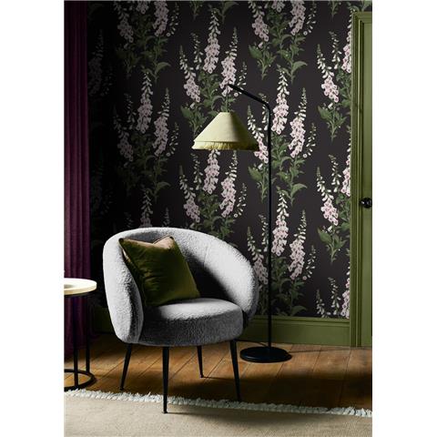 GRAHAM AND BROWN CONCERTO WALLPAPER COLLECTION Foxglove 130305 black