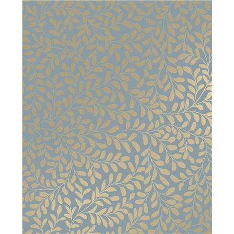 GRAHAM AND BROWN CONCERTO WALLPAPER COLLECTION Gilded Leaf 130368 Sky Blue/pale Gold