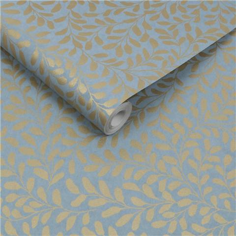 GRAHAM AND BROWN CONCERTO WALLPAPER COLLECTION Gilded Leaf 130368 Sky Blue/pale Gold