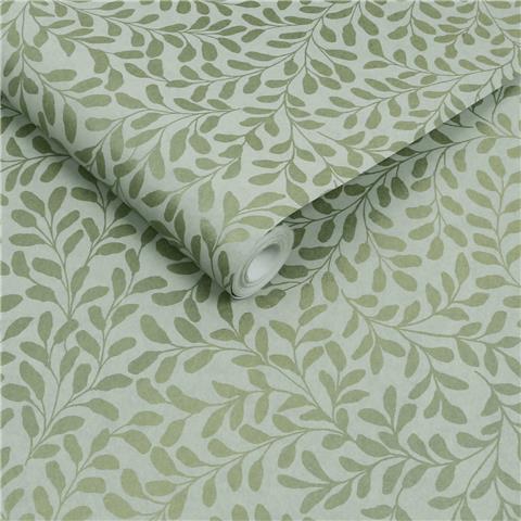 GRAHAM AND BROWN CONCERTO WALLPAPER COLLECTION Gilded Leaf 130369 sage