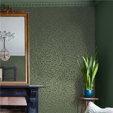 GRAHAM AND BROWN CONCERTO WALLPAPER COLLECTION Gilded Leaf 130370 Olive