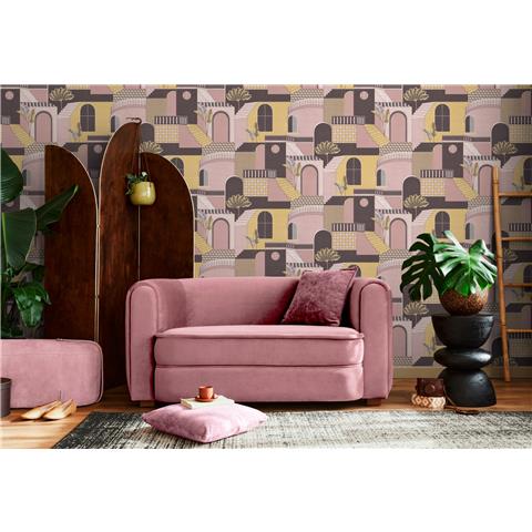 Holden Medina Wallpaper 13102 Pink/Yellow