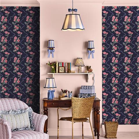 Cath Kidston Wallpaper Rose Flutter 131423 Navy
