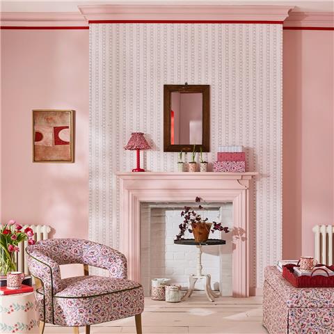 Cath Kidston Wallpaper Rose Ticking Stripe 131424 Pink