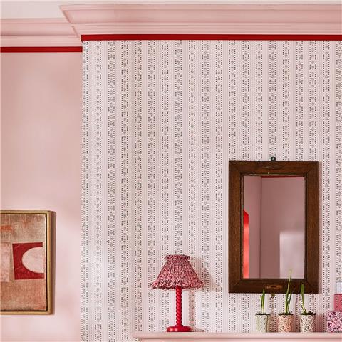 Cath Kidston Wallpaper Rose Ticking Stripe 131424 Pink