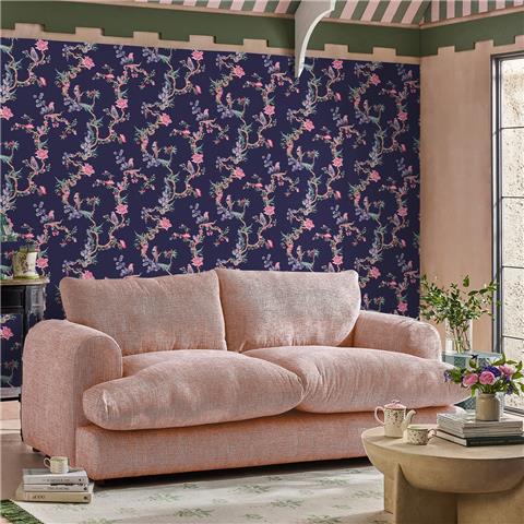 Cath Kidston Wallpaper Birds and Berries 131427 Navy