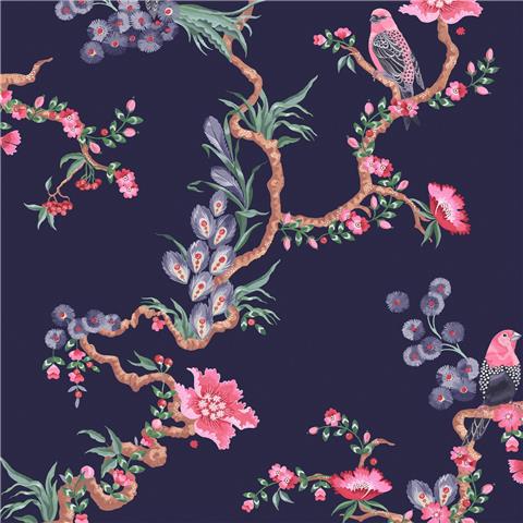 Cath Kidston Wallpaper Birds and Berries 131427 Navy