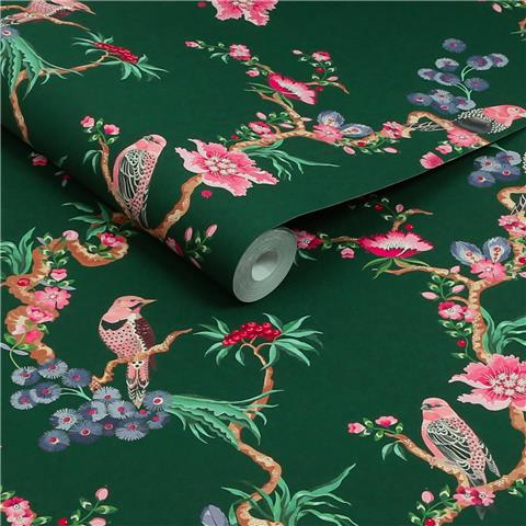 Cath Kidston Wallpaper Birds and Berries 131428 Emerald