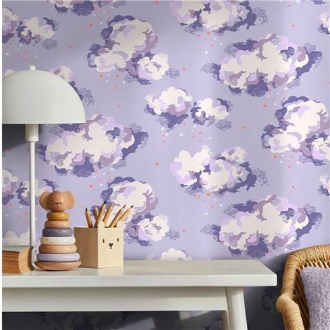 Cath Kidston Wallpaper Silver Lining 131430 Violet