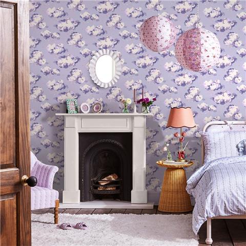 Cath Kidston Wallpaper Silver Lining 131430 Violet