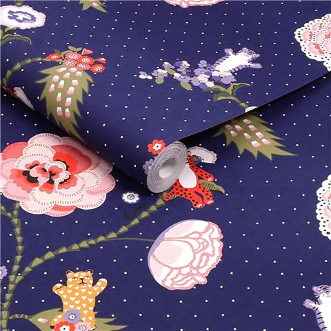 Cath Kidston Wallpaper Catnip 131434 navy