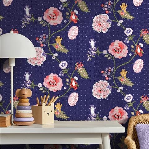 Cath Kidston Wallpaper Catnip 131434 navy