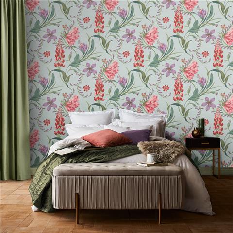 GRAHAM AND BROWN CONCERTO WALLPAPER COLLECTION Botanists Scroll 131672 Duck Egg