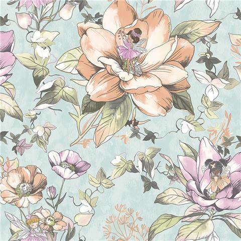 Dreamcatcher Floral Fairies Wallpaper 13210 Teal