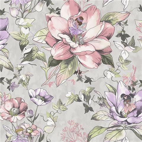 Dreamcatcher Floral Fairies Wallpaper 13212 Grey