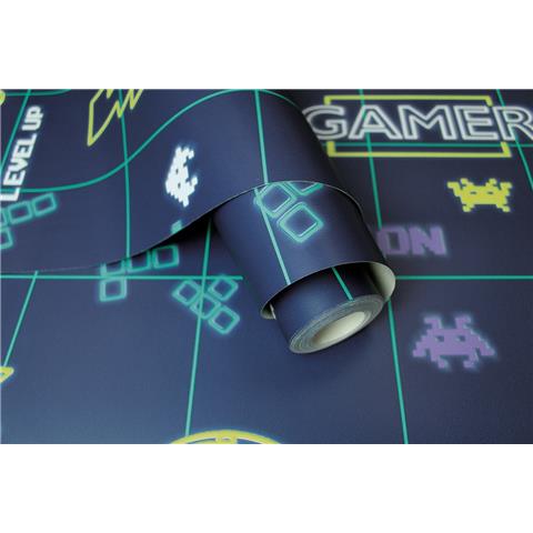Dreamcatcher Gamer Wallpaper 13310 Navy and Neon Yellow