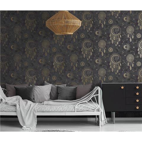 Dreamcatcher Wallpaper 13330 Black and Gold