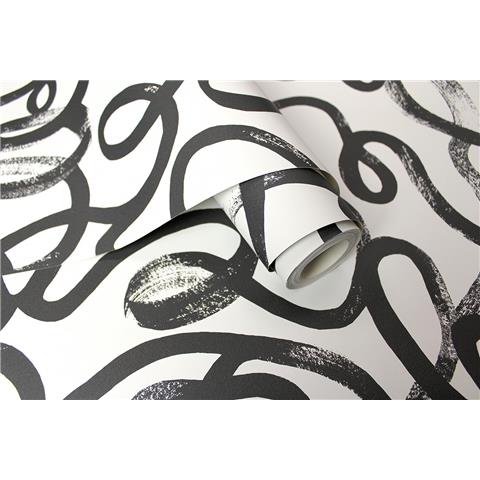 Holden Decor Squiggle Wallpaper 13360 Black/White