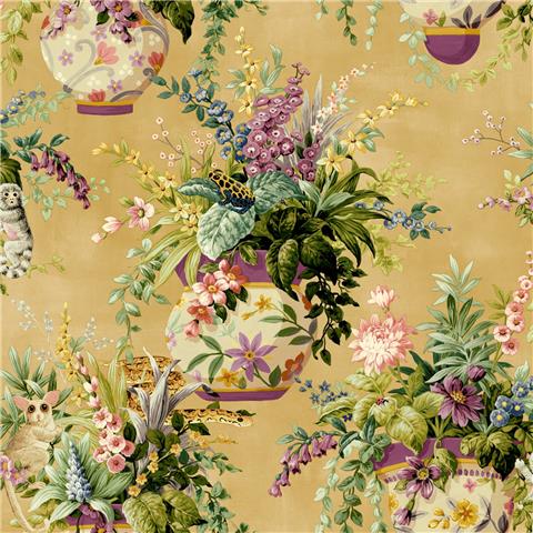 Holden Decor Wallpaper Floral Vase 13480 Ochre