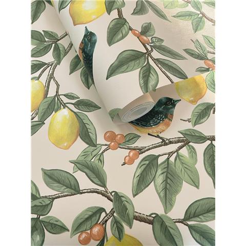 Holden Statement Wallpaper Lemon Leaf trail 13870 Cream/Orange