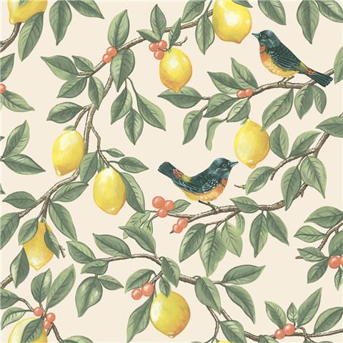 Holden Statement Wallpaper Lemon Leaf trail 13870 Cream/Orange