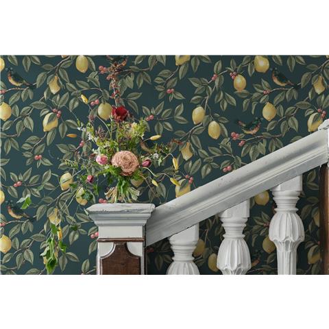 Holden Statement Wallpaper Lemon Leaf trail 13871 Teal