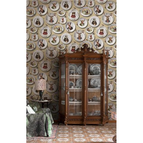 Holden Statement Wallpaper Vintage tea Party 13940 Ochre