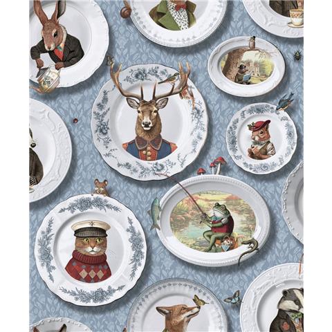 Holden Statement Wallpaper Vintage Tea Party 13941 Blue