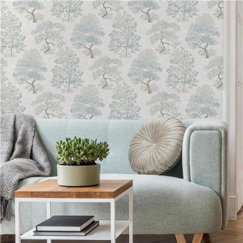Super Fresco Linden Elmwood Wallpaper 140057 Duck Egg