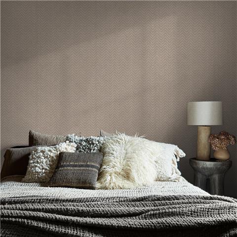 Graham & Brown x Abigail Ahern Wallpaper Herringbone Weave 140089 Praline