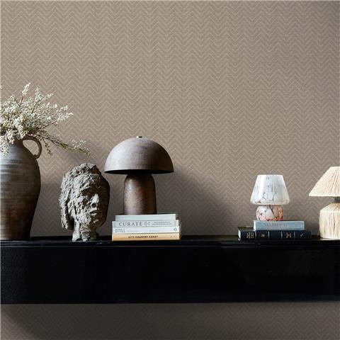 Graham & Brown x Abigail Ahern Wallpaper Herringbone Weave 140089 Praline