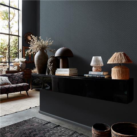 Graham & Brown x Abigail Ahern Wallpaper Herringbone Weave 140090 Dusk