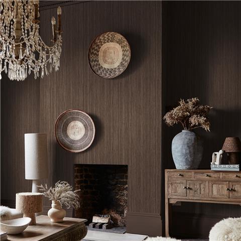 Graham & Brown x Abigail Ahern Wallpaper Fibre stripe 140100 chocolate