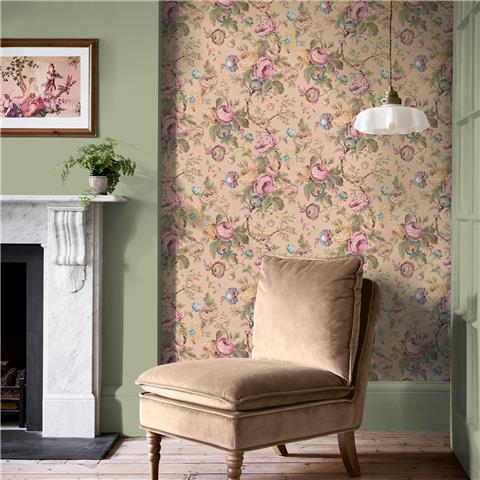 Laura Ashley Wallpaper Uffington Roses 140323 Plaster Pink