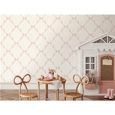 Kids Wallpaper Tied with a Bow 14032 Pink/Cream