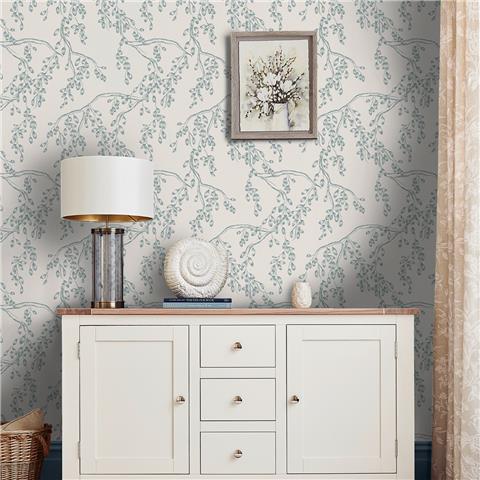Laura Ashley Wallpaper Rainham Willow 140334 Newport Blue