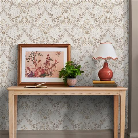 Laura Ashley Wallpaper Parterre 140335 Soft Natural Truffle