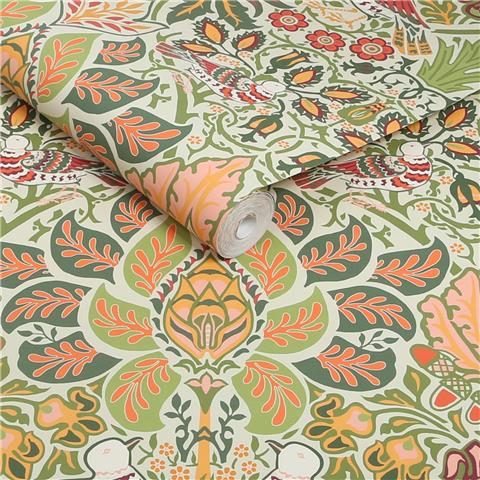 William Morris at Home Wallpaper Dove + Rose 140481 Olive